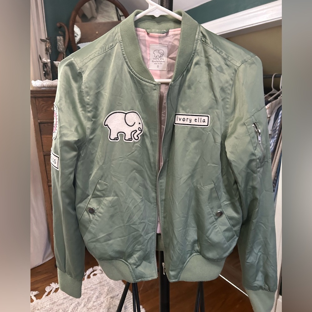 Ivory Ella Kids Light Green Bomber Jacket